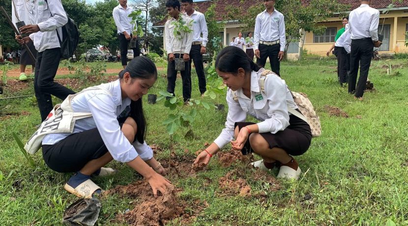 Together, the distribution of plastic bags to plant trees for life and the plane